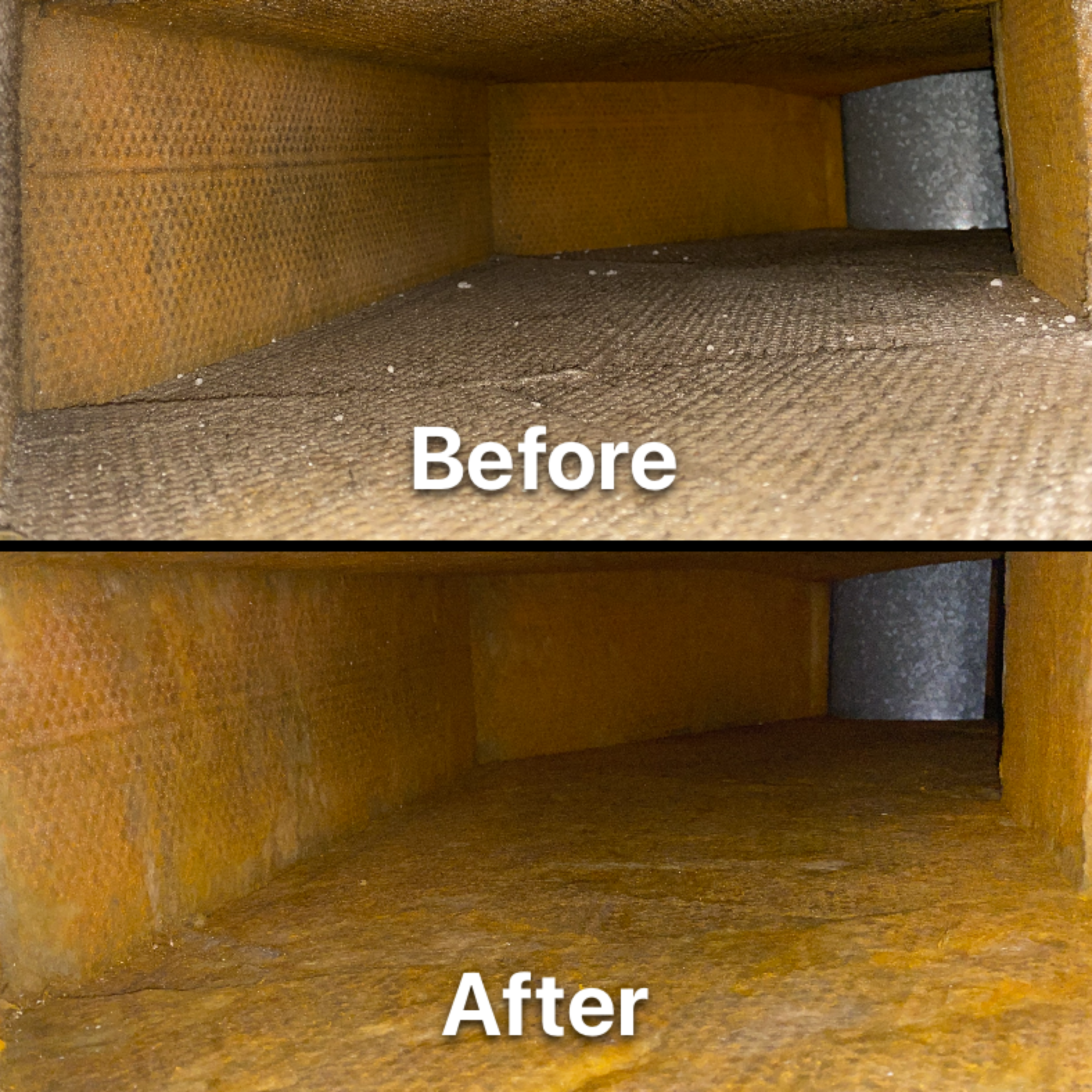 Before and after air duct cleaning