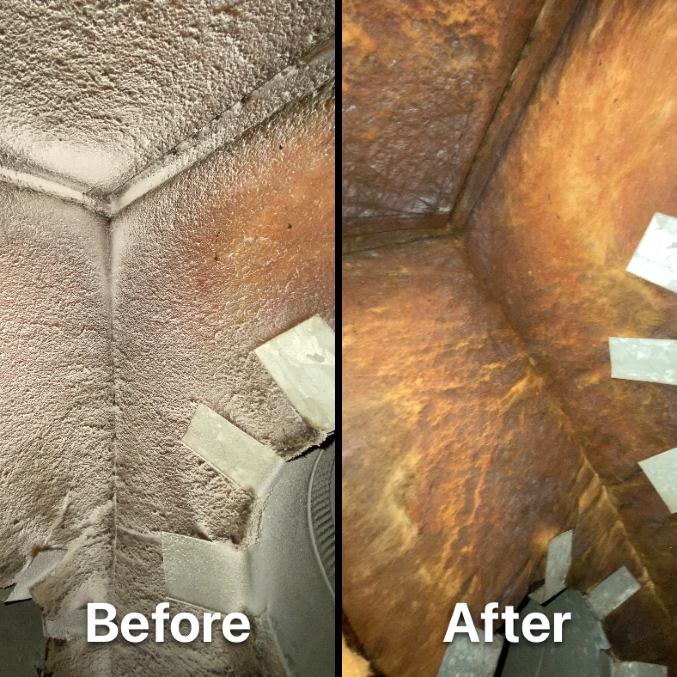 Before and after air duct cleaning